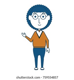 cartoon elderly woman standing icon over white background vector illustration