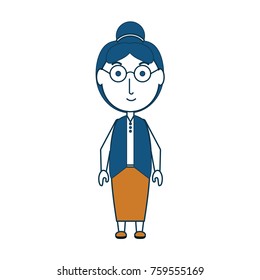 cartoon elderly woman standing icon over white background vector illustration