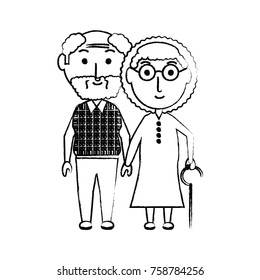 cartoon eldery couple icon over white background vector illustration