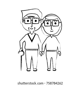 cartoon eldery couple icon over white background vector illustration