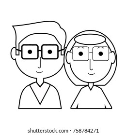 cartoon eldery couple icon over white background vector illustration