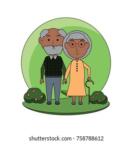 cartoon eldery couple icon over white background colorful design vector illustration
