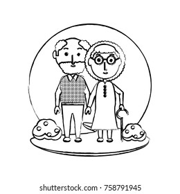 cartoon eldery couple icon over white background vector illustration
