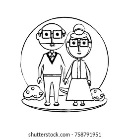 cartoon eldery couple icon over white background vector illustration