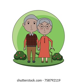 cartoon eldery couple icon over white background colorful design vector illustration