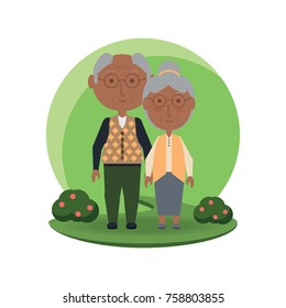 cartoon eldery couple icon over white background colorful design vector illustration