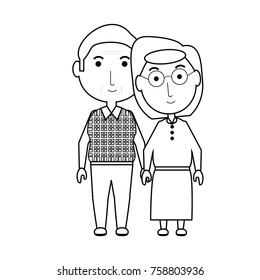 cartoon eldery couple icon over white background vector illustration