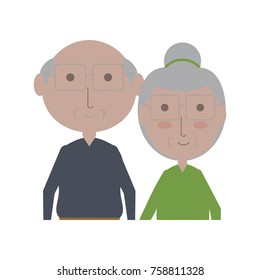 cartoon eldery couple icon over white background colorful design vector illustration