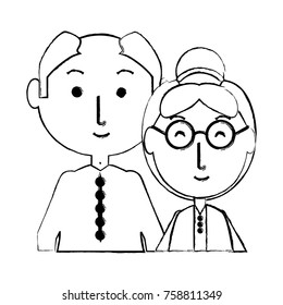 cartoon eldery couple icon over white background vector illustration