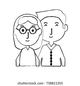 cartoon eldery couple icon over white background vector illustration