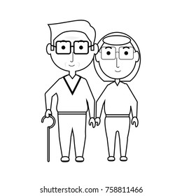 cartoon eldery couple icon over white background vector illustration