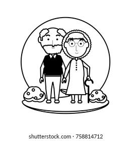cartoon eldery couple icon over white background vector illustration
