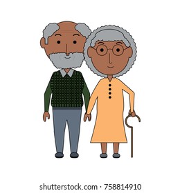 cartoon eldery couple icon over white background colorful design vector illustration