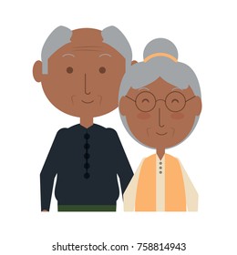 cartoon eldery couple icon over white background colorful design vector illustration