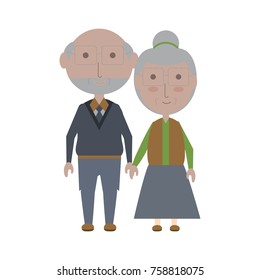 cartoon eldery couple icon over white background colorful design vector illustration