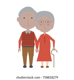 cartoon eldery couple icon over white background colorful design vector illustration