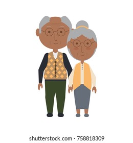 cartoon eldery couple icon over white background colorful design vector illustration