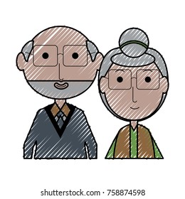 cartoon eldery couple icon over white background colorful design vector illustration