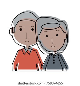 cartoon eldery couple icon over white background colorful design vector illustration