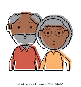 cartoon eldery couple icon over white background colorful design vector illustration