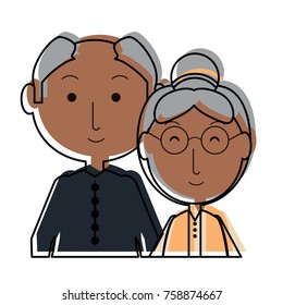 cartoon eldery couple icon over white background colorful design vector illustration