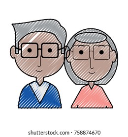 cartoon eldery couple icon over white background colorful design vector illustration