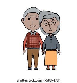 cartoon eldery couple icon over white background colorful design vector illustration