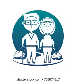 cartoon eldery couple icon over white background vector illustration