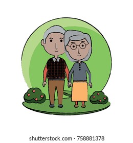 cartoon eldery couple icon over white background colorful design vector illustration