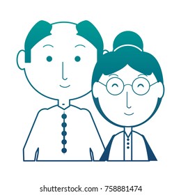 cartoon eldery couple icon over white background vector illustration
