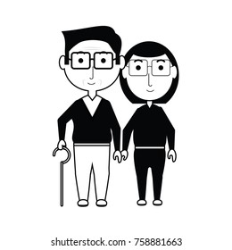cartoon eldery couple icon over white background vector illustration