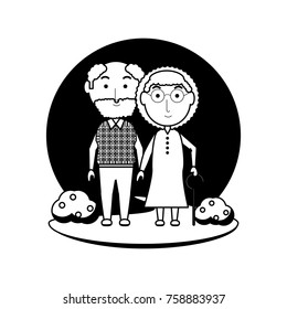 cartoon eldery couple icon over white background vector illustration
