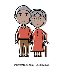 cartoon eldery couple icon over white background colorful design vector illustration