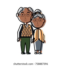 cartoon eldery couple icon over white background colorful design vector illustration