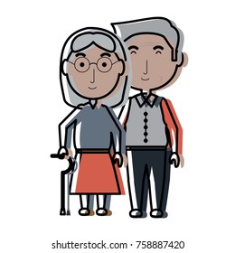 cartoon eldery couple icon over white background colorful design vector illustration
