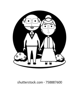 cartoon eldery couple icon over white background vector illustration