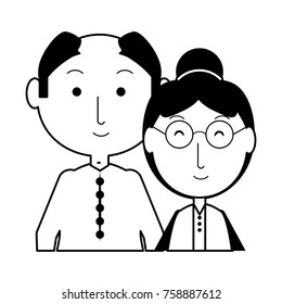 cartoon eldery couple icon over white background vector illustration