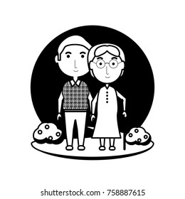 cartoon eldery couple icon over white background vector illustration