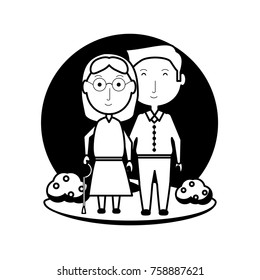 cartoon eldery couple icon over white background vector illustration