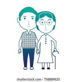 cartoon eldery couple icon over white background vector illustration