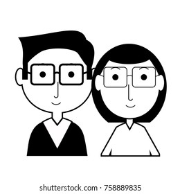 cartoon eldery couple icon over white background vector illustration