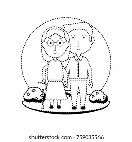 cartoon eldery couple icon over white background vector illustration