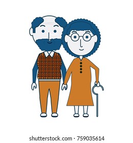 cartoon eldery couple icon over white background colorful design vector illustration