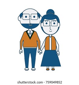 cartoon eldery couple icon over white background colorful design vector illustration
