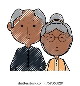 cartoon eldery couple icon over white background colorful design vector illustration