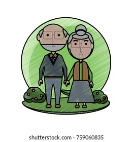 cartoon eldery couple icon over white background colorful design vector illustration