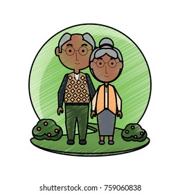 cartoon eldery couple icon over white background colorful design vector illustration