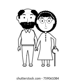 cartoon eldery couple icon over white background vector illustration