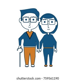cartoon eldery couple icon over white background colorful design vector illustration