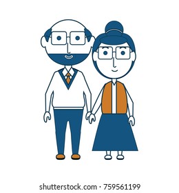cartoon eldery couple icon over white background colorful design vector illustration